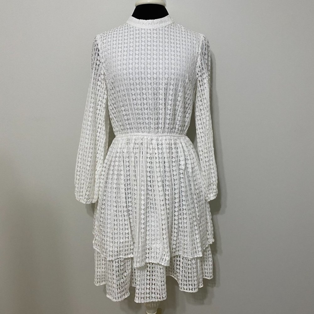 Mustard Seed White Long Sleeve Tiered Dress